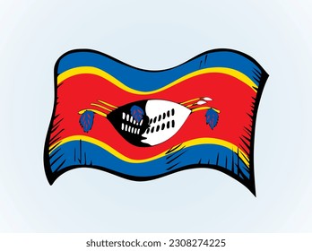 Closeup old retro red blue color vintage land liberty day war unity silk wave wind stripe shape view white sky text space. Hand drawn black line cartoon web art trade elect sport unit spear label set