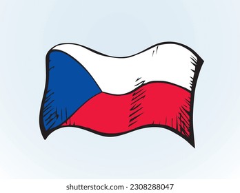 Bandera de la República Checa. Icono de dibujo del vector