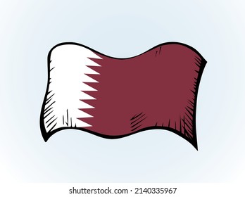 Closeup old retro red color vintage persian land day war unity silk textile wave wind shape view sky text space. Hand drawn sketch line cartoon art peace elect sport ensign logo label insignia design