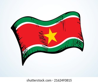 Closeup old retro red green color vintage south land day war unity silk wave wind stripe shap view white sky text space. Hand drawn cartoon web art unit sport elect logo label frame badge insignia set