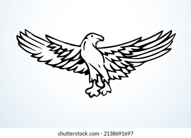 Closeup old retro vintage land liberty pride day war unity animal bird wing shape outline view white sky text space. Black line print art elect unit peace logo label ensign badge insignia set design