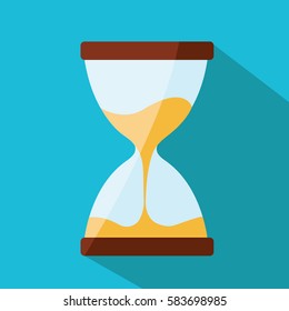 closeup on a classic clean Hourglass flat design with a sand flowing and trickle in it 