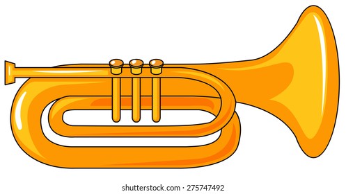 Closeup one plain golden trumpet
