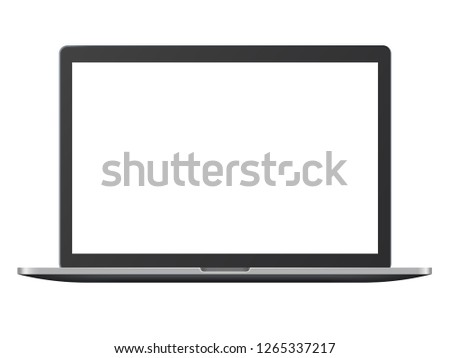 Close-up - an open laptop with white screen. Place for text or advertising. Vector illustration