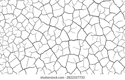 Close-up of parched ground revealing a mosaic of fissures. Ideal for drought desolation or arid climate concepts.