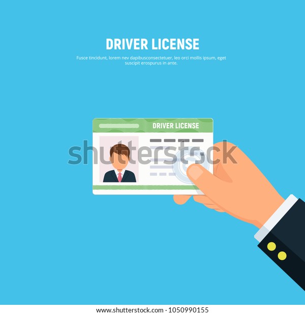 運転免許証を持つ人の接写 写真とドライバーのidカード フラットスタイルのベクターイラスト のベクター画像素材 ロイヤリティフリー