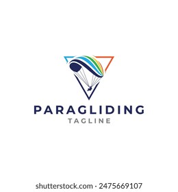 Closeup of a person paragliding with a parachute. Perfect for outdoor adventure, extreme sports, recreational activities, travel brochures, and websites.