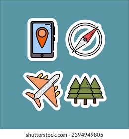 A close-up photo of a phone screen displaying a map, a plane, and trees. Suitable for travel apps, navigation websites, and vacation-themed designs.