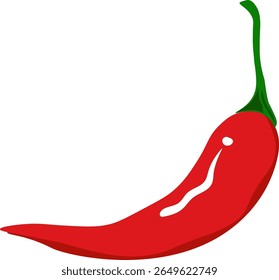 A close-up photo vector illustration of a fresh red chili pepper, symbolizing spicy food, heat, and Asian cuisine. Perfect for cooking, food recipes, health, and agricultural themes