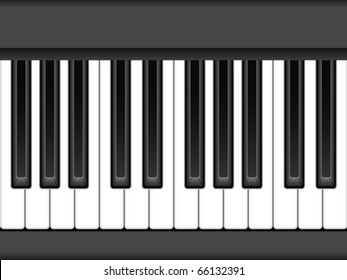Close-up piano keyboard. Vector illustration.
