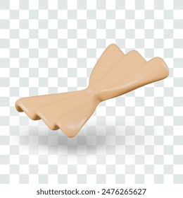 Closeup of piece of pasta. Butterfly, farfalle. Vector isolated realistic template
