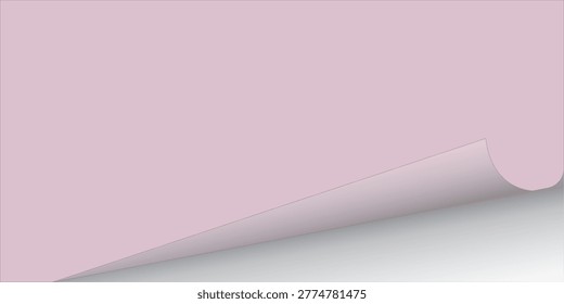 A close-up of a pink paper with a curled corner, casting a subtle shadow on a transparent background.