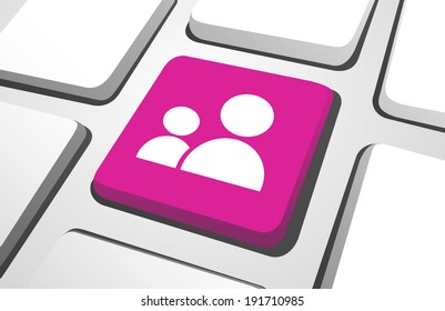 Close-up of pink parental guidance computer icon on a keyboard button.