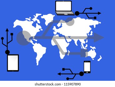 Closeup of plugging in flash drive into laptop computer