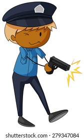 Policía de clausura disparando con un firegun