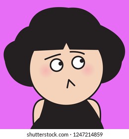 Closeup Portrait Anxiety Woman With Questioning And Suspicious Eyes Concept Card Character illustration