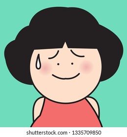 Closeup Portrait An Anxiety Worried Girl Smiling Through The Stress And Pain. Concept Of Sometime Smiling Is The Only Way To Feel Better Card Character illustration