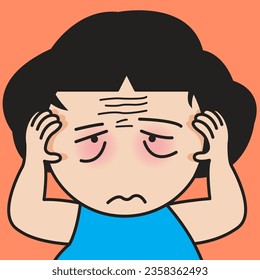 Closeup Portrait Of An Anxious Woman With Unhappy Fear Face  Concept Card Character illustration