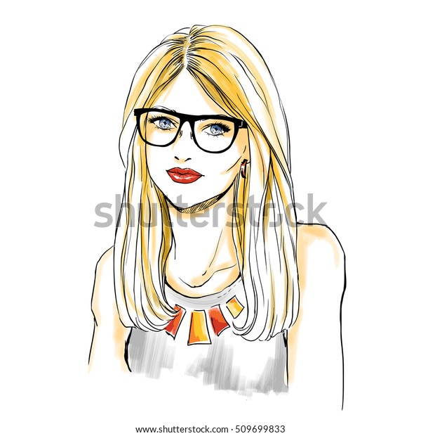 Closeup Portrait Beautiful Blonde Young Woman Stock Vector