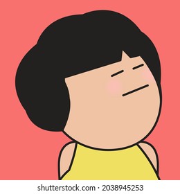 Closeup Portrait Of Bored Fed Up Girl Concept Card Character illustration
