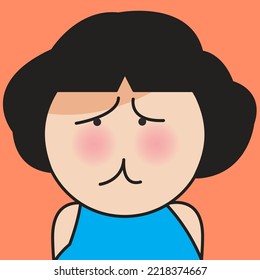 Closeup Portrait Of Cheerless Girl With Unfortunate Face Concept Card Character illistration