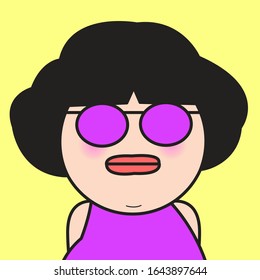 Closeup Portrait Chin Up Girl In Sunglasses With Proud And Arrogant Facial Expression Concept Card Character illustration