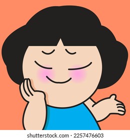 Closeup Portrait Of A Confident Girl With No Worries Hand Gestures Concept Card Character illustration