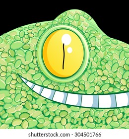 close-up portrait of a crocodile on a black background