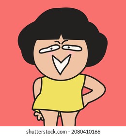 Closeup Portrait Of Cunning Girl With Foxy Face Concept Card Character illustration