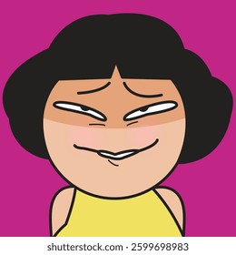 Closeup Portrait Of Cunning Weird Lady Concept Cartoon Character illustration