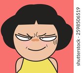 Closeup Portrait Of Curious Sly Cunning Foxy Minded Lady Concept Cartoon Character illustration