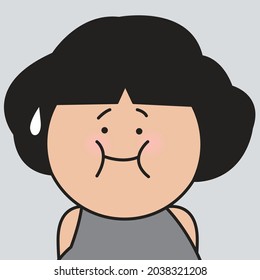 Closeup Portrait Of Depressed Girl With Anxious Face. Panic Disorder Mood Concept Card Character illustration