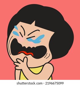 Closeup Portrait Of Depressed Girl Cries A Lot Concept Card Character illustration