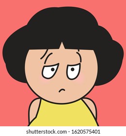 Closeup Portrait Of Depressive Dosorder Girl Concept Card Character illustration