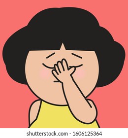 Closeup Portrait Of Disappointed Stressed Out Girl Making Facepalm Gesture With Hand Concept Card Character illustration