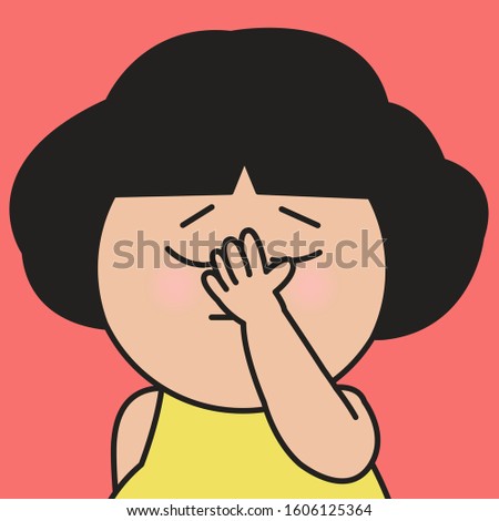 Closeup Portrait Of Disappointed Stressed Out Girl Making Facepalm Gesture With Hand Concept Card Character illustration