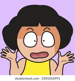 Closeup Portrait Of Frighten Surprised Young Woman Face Concept Cartoon Character illustration