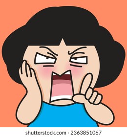Closeup Portrait Of A Frustrated Girl With Unbelieveable Face And Gesture Concept Card Character illustration