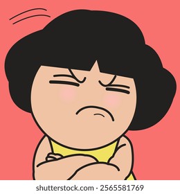 Closeup Portrait Of Frustrated Young Lady Denial Face Concept Cartoon Character illustration