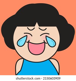 Closeup Portrait Of A Funny Girl Laughing Crying Concept Card Character illustration