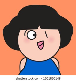 Closeup Portrait Girl With Funny Face Concept Card Character illustration