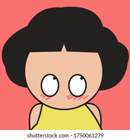 Closeup Portrait Of Girl With Guilty Ashamed Face Concept Card Character illustration