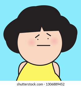 Closeup Portrait Girl With Her Anxiety Depression Facial Expression Concept Card Character illustration