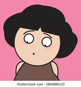 Closeup Portrait Of Girl With Sad Face Looking Down Concept Card Character illustration