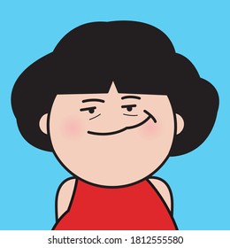 Closeup Portrait Of Girl With A Sumg Smile Concept Card Character illustration