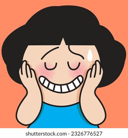 Closeup Portrait Of A Girl Worried Face Concept Card Character illustration