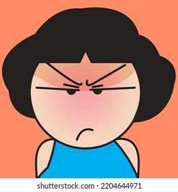 Closeup Portrait Of A Grumpy With Angry Fierce Look Concept Card Character illustration