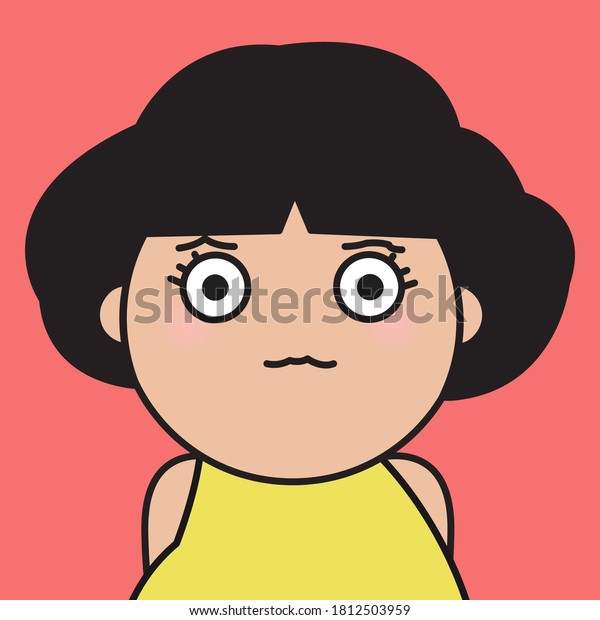 Closeup Portrait Grumpy Girl Big Eyes Stock Vector Royalty Free 1812503959 Shutterstock 