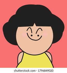 Closeup Portrait Grumpy Girl With Her Arch Shape Eyebrows Concept Card Character illustration