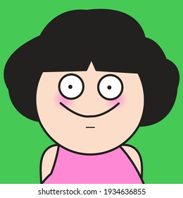 Closeup Portrait Of Happy Girl With Cunning Smile Concept Card Character illustration